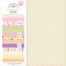 Набор бумаги Baby Girl, 8 листов + лист с наклейками от Doodlebug