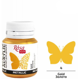 Акрил для декора, 54 Золото, металлик, 20 мл, ROSA TALENT