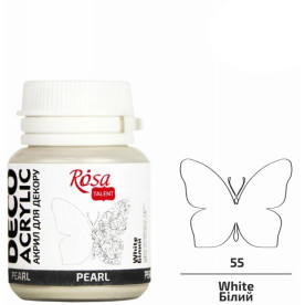Акрил для декора, 72 Белый, перламутр, 20 мл, ROSA TALENT