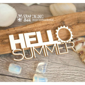 Чипборд надпись "Hello summer", 67х30мм, ScrapBox