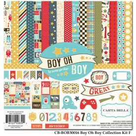 Набір паперу Boy Oh Boy, 12 аркушів + лист з наклейками від Carta Bella