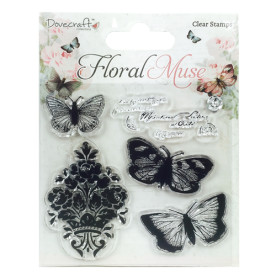 Набор акриловых штампов Butterfly Floral Muse, Dovecraft