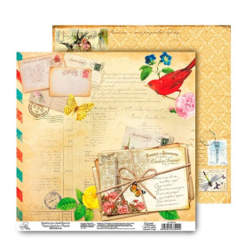 Лист двусторонней бумаги Цветы и птицы, 29,5*29,5 см от АртУзор