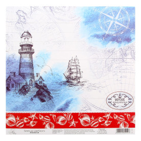 Лист односторонней бумаги "Морские приключения", 29,5*29,5 см от АртУзор