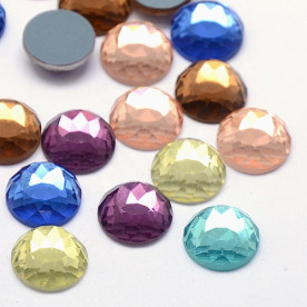 Набор стеклянных кабошонов разноцветный , 10 шт , 12*2 мм