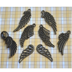 Набор металлический подвесок "Крылья", 8 шт, античная бронза
