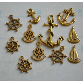 Набір метталіческіе підвісок "Морський", 11 шт античне золото