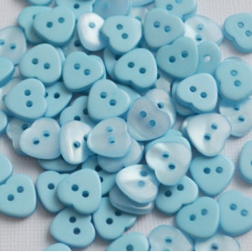 Пластиковая пуговица, цвет голубой, два отверстия, размер 11*12 мм