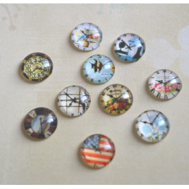 Набор стеклянных кабошонов Время путешествий, 10 шт, 12 мм