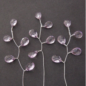 Стразы на стебле, светло-сиреневые, 1 веточка