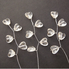 Стразы-сердечки на стебле, прозрачные, 1 веточка