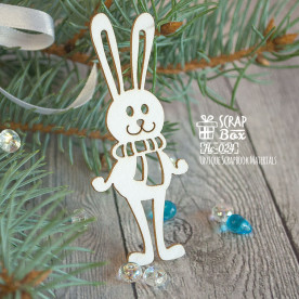 Чіпборд Заєць в шарфику, 75 * 30 мм, 1 шт від Scrapbox