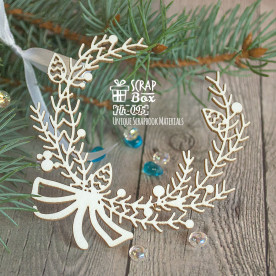 Чіпборд Новорічний вінок з бантом, 88 * 87 мм від Scrapbox