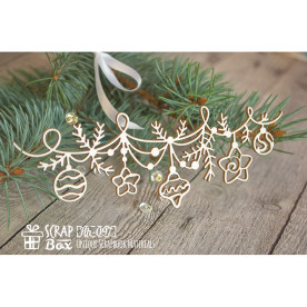 Чипборд Новогодняя гирлянда с игрушками, 145*51 мм от Scrapbox
