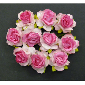 Набор 5 диких розочек розового цвета с темно-розовой серединкой, 30 мм