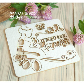 Чипборд беременная с надписью "В ожидании чуда", 103*98 мм от Scrapbox