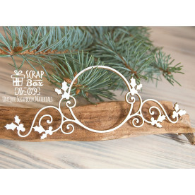 Чипборд новогодняя рамка с остролистом, 132*48 мм от Scrapbox
