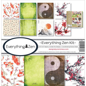 Набор бумаги Everything Zen, 30*30 см , 8 листов+лист с наклейками от Reminisce