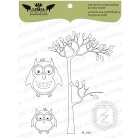 Набор акриловых штампов Деревце и совки, 3 шт, Lesia Zgharda