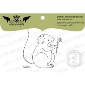 Акриловий штамп Мишеня з квіточкою, 4,5 * 4,5 см, Lesia Zgharda