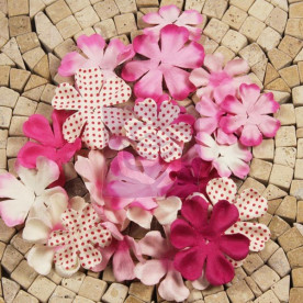 Набір декоративних квітів в біло-малинових тонах E-line Flowers 24-30 шт. від Prima