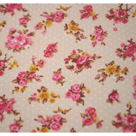 Тканина на клейовий основі Квіти, фон кремовий, 297х210 мм