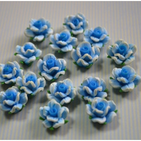 Кабошон Розочка из полимерной глины , цвет голубой, размер 20 мм
