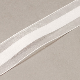 Стрічка з органзи та атласу білого кольору, 25 мм, 90 см