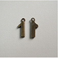 Металлическая подвеска цифра "1", 18*10 мм , 1 шт. античная бронза