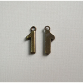 Металева підвіска цифра "1", 18 * 10 мм, 1 шт. антична бронза