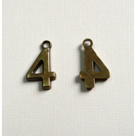 Металева підвіска цифра "4", 18 * 10 мм, 1 шт, антична бронза