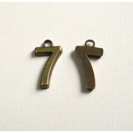 Металева підвіска цифра "7", 18 * 10 мм, 1 шт, антична бронза