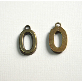 Металлическая подвеска цифра "0", 18*10 мм , 1 шт, античная бронза