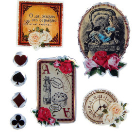 Набор эпоксидных наклеек "В Стране Чудес", 8 шт, АртУзор