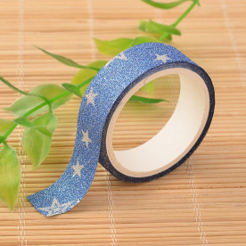 Паперовий скотч Зірки, колір синій, 15 мм, 3 м