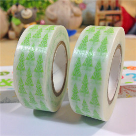 Бумажный скотч "Новогодние Елочки", 15 мм ,10 м