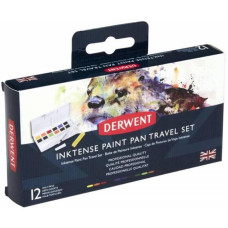 Набір Inktense Paint Pan Travel №1, 12 кольорів + пензель з резервуаром, Derwent