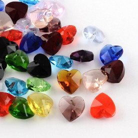 Набір скляних сердечок, різнокольоровий, 10 шт, розмір 10 * 10 мм