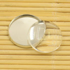 Заготовка для украшений кабошон в рамке серебро, размер 18 мм