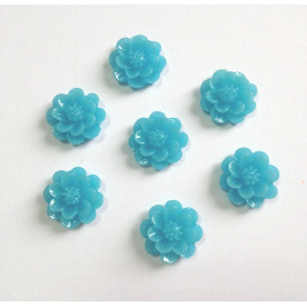 Кабошон Цветок, голубого цвета, диаметр 15 мм, толщина 6 мм