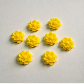 Кабошон Квітка, жовтого кольору, діаметр 15 мм, товщина 6 мм
