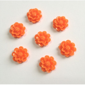 Кабошон Квітка, коралового кольору, діаметр 15 мм, товщина 6 мм