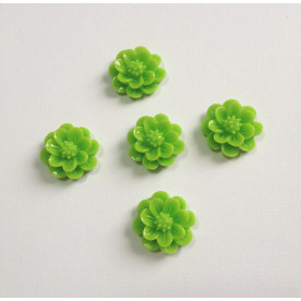 Кабошон Цветок, салатового цвета, диаметр 15 мм, толщина 6 мм