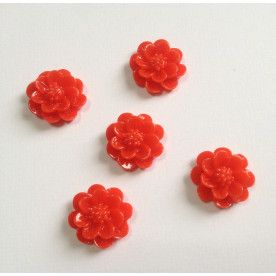 Кабошон Цветок, красный цвета, диаметр 15 мм, толщина 6 мм