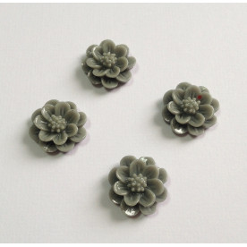 Кабошон Квітка, попелястого кольору, діаметр 15 мм, товщина 6 мм