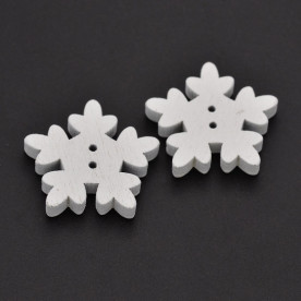 Дерев'яна гудзик Сніжинка, колір білий, розмір 17 * 3 мм, 1 шт