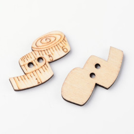 Деревянная пуговица Лента, цвет натуральный, 18*29 мм ,1 шт