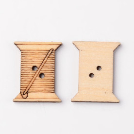 Деревянная пуговица Катушка, цвет натуральный, 24*19 мм, 1 шт