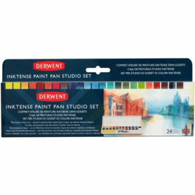 Набір Inktense Paint Pan, 24 кольори+пензель з резервуаром, Derwent