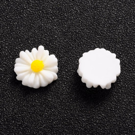 Кабошон Ромашка, колір білий, 1 шт, 13 * 4 мм